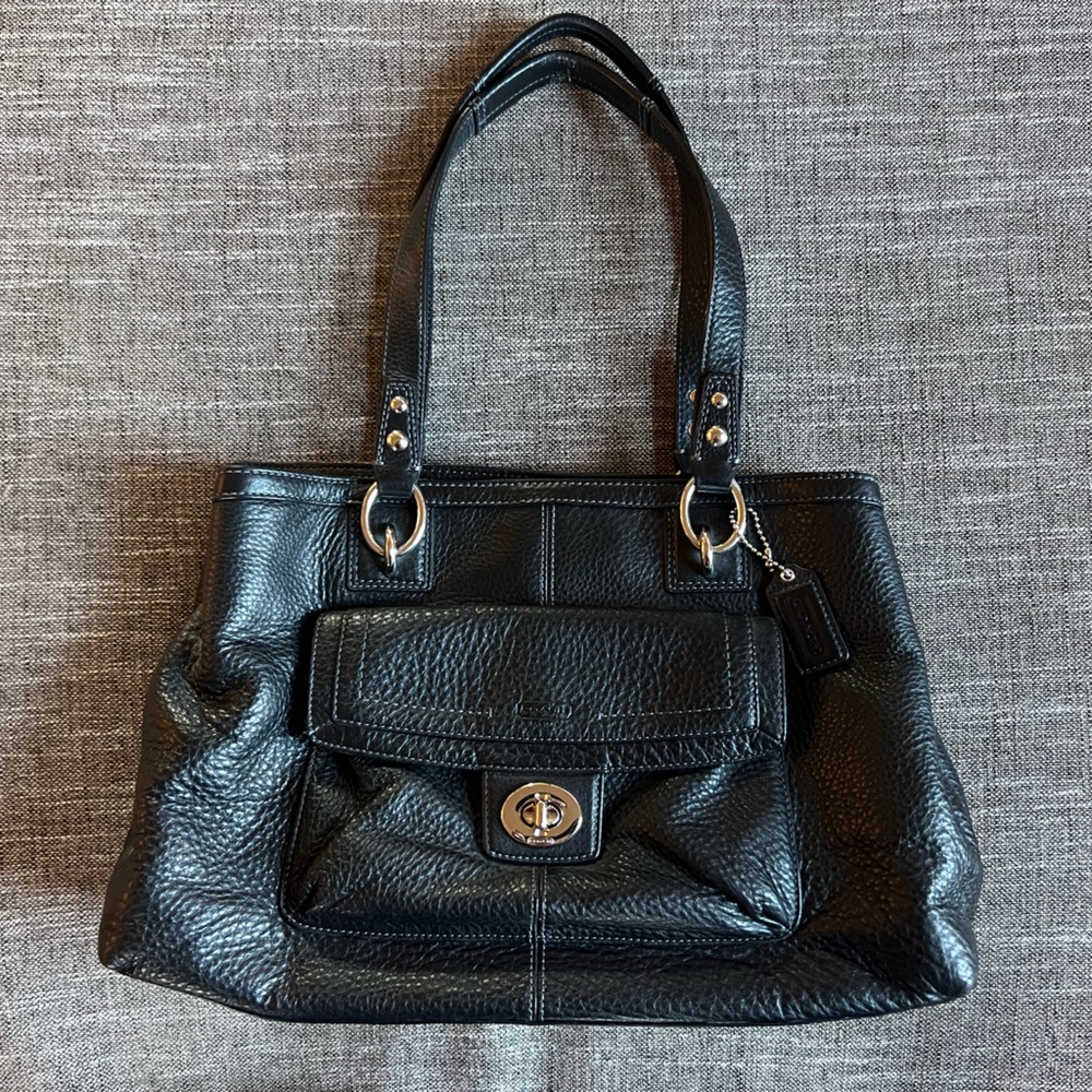 Coach Black Leather Tote Bag